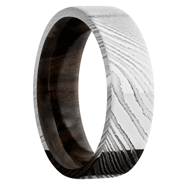 Damascus + Polish Finish + Ziricote All Rings Men's Wedding Band