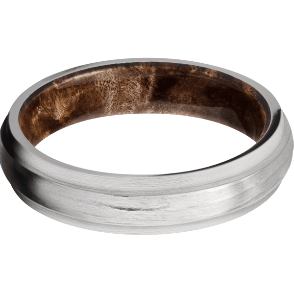 Platinum + Treebarkh , Satin Finish + Maple Burl All Rings Men's Wedding Band