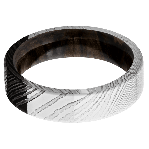 Damascus + Polish Finish + Ziricote All Rings Men's Wedding Band