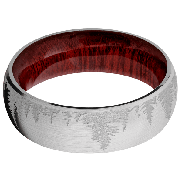 Cobalt Chrome + Satin Finish + Blood Wood All Rings Men's Wedding Band