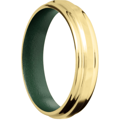 10K Yellow Gold Men's Ring with Cerakote Sleeve Narrow Rings Men's Wedding Band