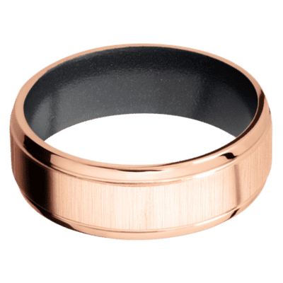 18K Rose Gold Men's Ring with Cerakote Sleeve Cerakote Men's Wedding Band