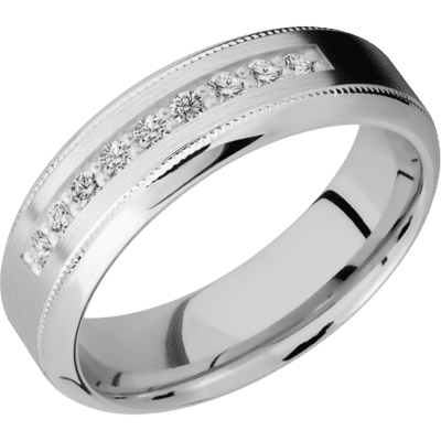 14K White Gold Men's Ring with Lab Diamonds 14K Gold Men's Wedding Band