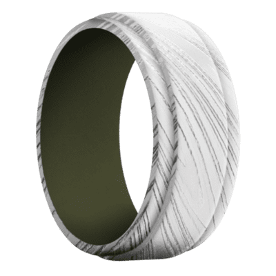 Damascus Steel Men's Ring with Cerakote Sleeve Damascus Steel Men's Wedding Band