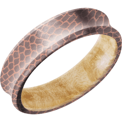 Superconductor Men's Ring with Boxelder Burl Sleeve Narrow Rings Men's Wedding Band
