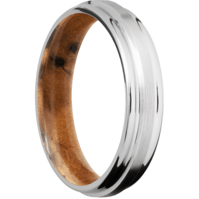 Cobalt Chrome Men's Ring with Thuya Burl Sleeve