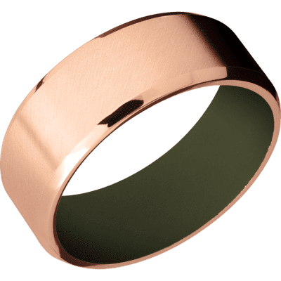 14K Rose Gold Men's Ring with Cerakote Sleeve Cerakote Men's Wedding Band