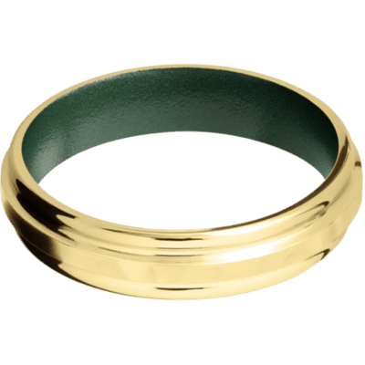 10K Yellow Gold Men's Ring with Cerakote Sleeve Narrow Rings Men's Wedding Band