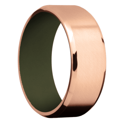 14K Rose Gold Men's Ring with Cerakote Sleeve Cerakote Men's Wedding Band