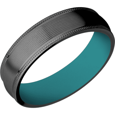 Black Zirconium Men's Ring with Cerakote Sleeve Narrow Rings Men's Wedding Band