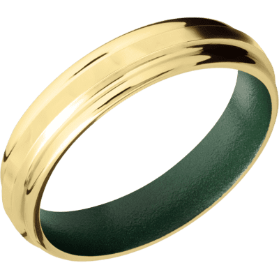 10K Yellow Gold Men's Ring with Cerakote Sleeve Narrow Rings Men's Wedding Band