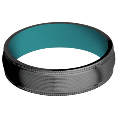 Black Zirconium Men's Ring with Cerakote Sleeve Narrow Rings Men's Wedding Band