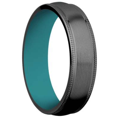 Black Zirconium Men's Ring with Cerakote Sleeve Narrow Rings Men's Wedding Band