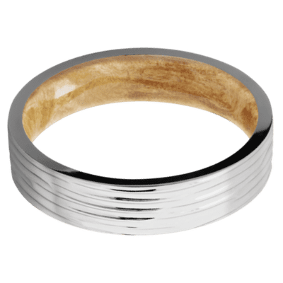 Platinum Men's Ring with Boxelder Burl Sleeve Narrow Rings Men's Wedding Band