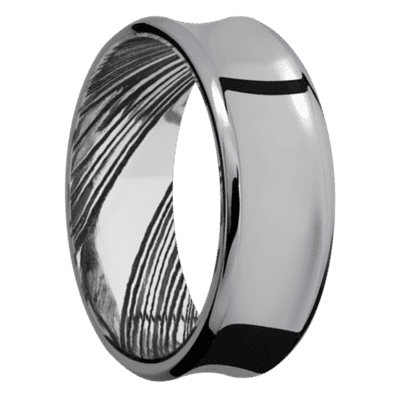 Tantalum Men's Ring with Damascus Steel Sleeve Damascus Steel Men's Wedding Band