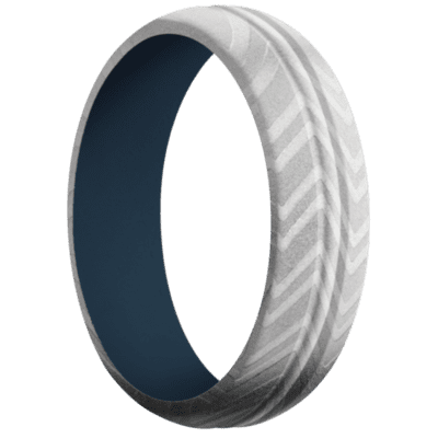 Zebra Damascus Steel Men's Ring with Cerakote Sleeve Narrow Rings Men's Wedding Band