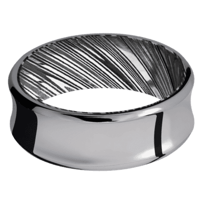 Tantalum Men's Ring with Damascus Steel Sleeve Damascus Steel Men's Wedding Band