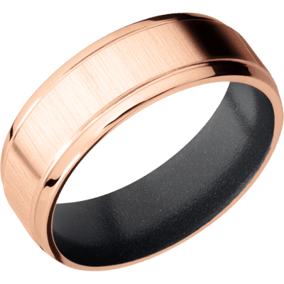 18K Rose Gold Men's Ring with Cerakote Sleeve Cerakote Men's Wedding Band