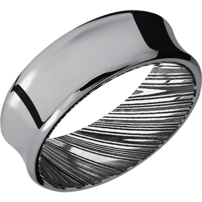 Tantalum Men's Ring with Damascus Steel Sleeve Damascus Steel Men's Wedding Band