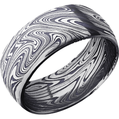 Marble Damascus Steel Men's Ring Damascus Steel Men's Wedding Band