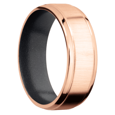 18K Rose Gold Men's Ring with Cerakote Sleeve Cerakote Men's Wedding Band