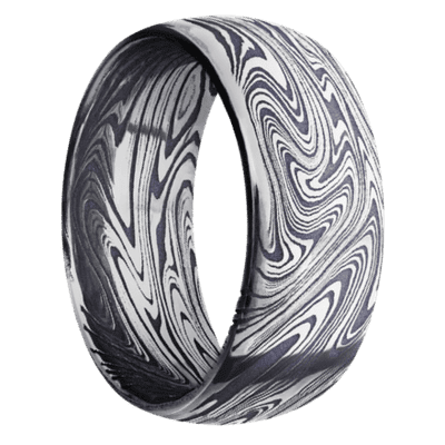 Marble Damascus Steel Men's Ring Damascus Steel Men's Wedding Band