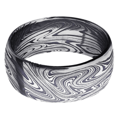 Marble Damascus Steel Men's Ring Damascus Steel Men's Wedding Band
