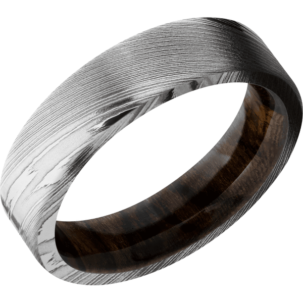 Damascus + Polish Finish + Ziricote All Rings Men's Wedding Band
