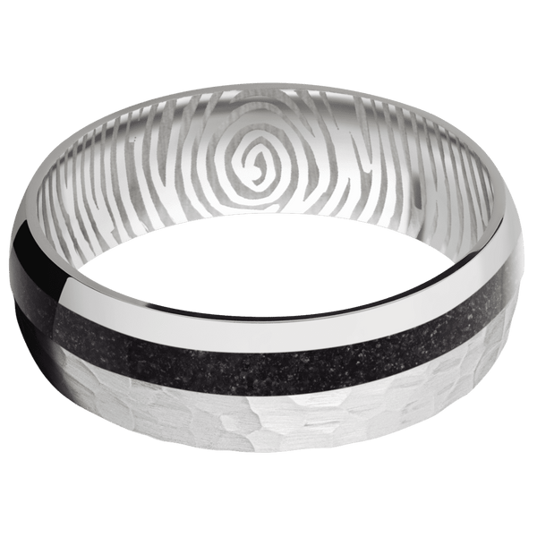 Palladium Silver + Hammer , Polish Finish All Rings Men's Wedding Band
