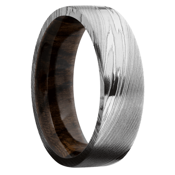 Damascus + Polish Finish + Ziricote All Rings Men's Wedding Band