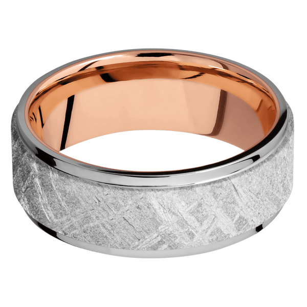 Titanium + Polish , Polish Finish + 14K Rose Gold All Rings Men's Wedding Band