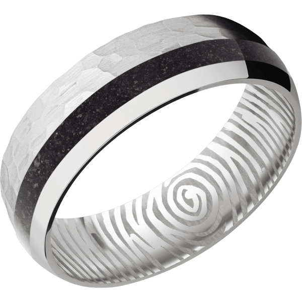 Palladium Silver + Hammer , Polish Finish All Rings Men's Wedding Band