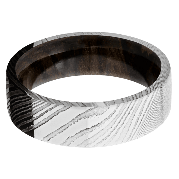 Damascus + Polish Finish + Ziricote All Rings Men's Wedding Band