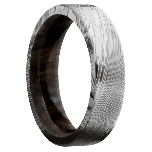 Damascus + Polish Finish + Ziricote All Rings Men's Wedding Band