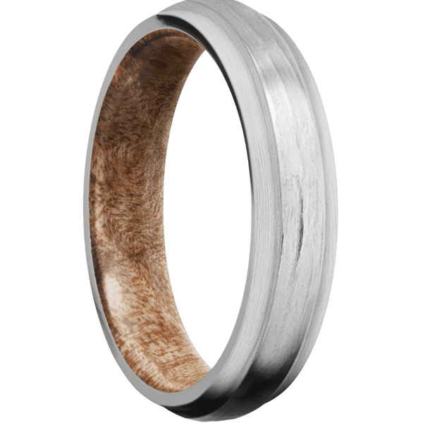 Platinum + Treebarkh , Satin Finish + Maple Burl All Rings Men's Wedding Band