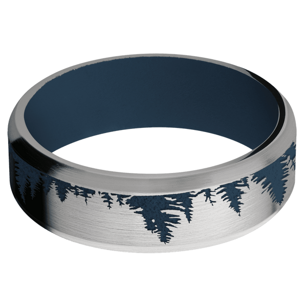 Titanium + Satin , Satin Finish + Navy Blue Included in Sale Pricing Men's Wedding Band