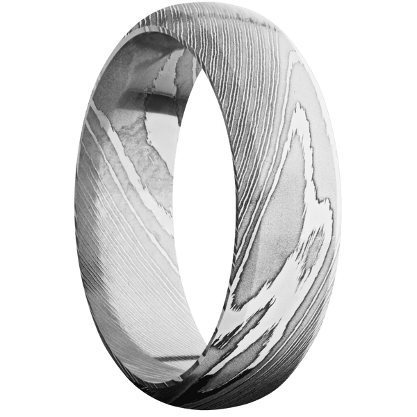 Damascus + Polish Finish All Rings Men's Wedding Band