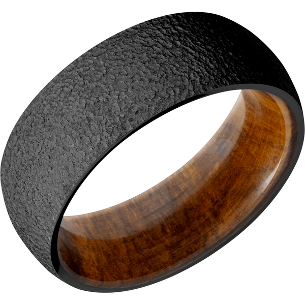 Black Zirconium Men's Ring with Desert Ironwood Sleeve