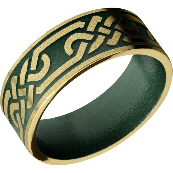 14K Yellow Gold Celtic Men's Ring with Cerakote Cerakote Men's Wedding Band