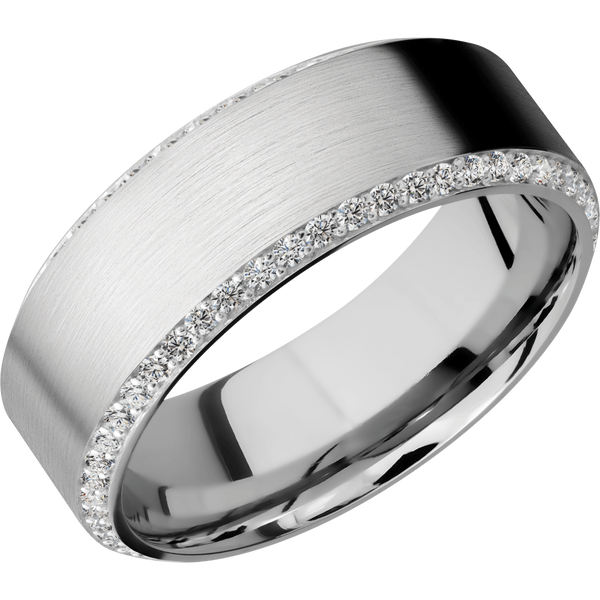 14K White Gold Men's Ring with Diamond 14K Gold Men's Wedding Band