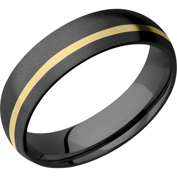 Black Zirconium Men's Ring with 14K Yellow Gold Narrow Rings Men's Wedding Band