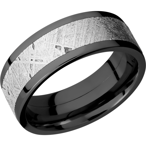 Black Zirconium Men's Ring with Gibeon Meteorite Black Zirconium Men's Wedding Band
