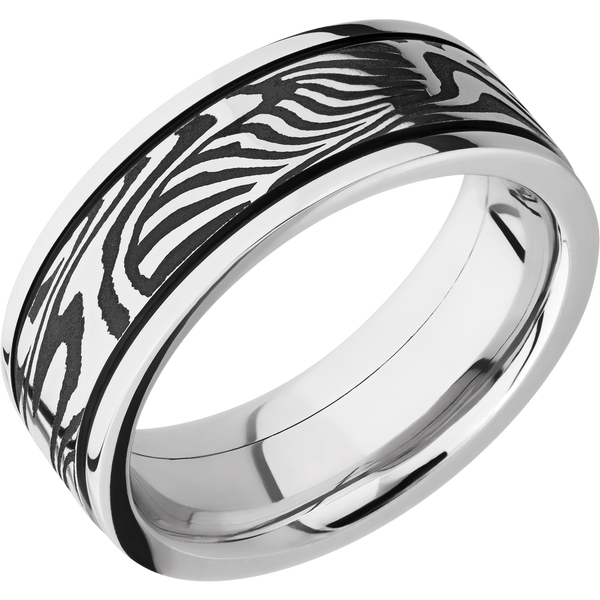 Cobalt Chrome Men's Ring with Damascus Steel Damascus Steel Men's Wedding Band