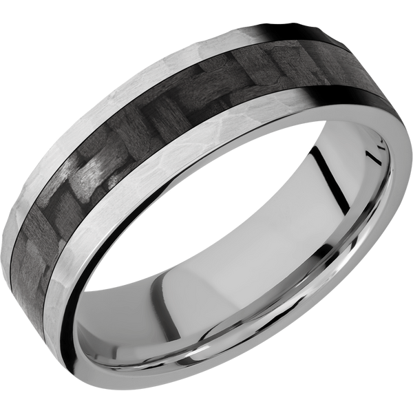 Titanium Men's Ring with Carbon Fiber Carbon Fiber Men's Wedding Band