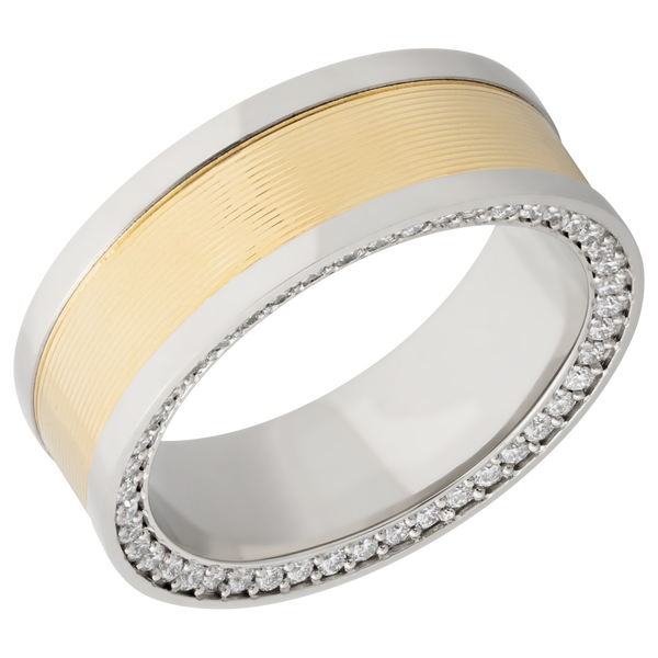 14K White Gold Men's Ring with Yellow Gold and Diamond 14K Gold Men's Wedding Band