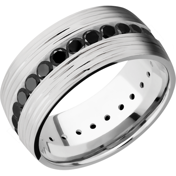 Platinum Men's Ring with Black Diamond All Rings Men's Wedding Band