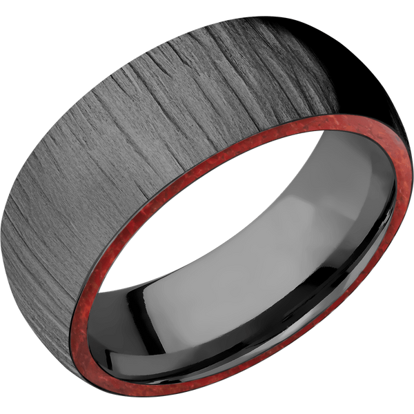 Black Zirconium Men's Ring with Coral