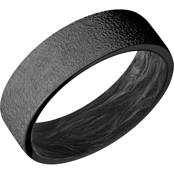 Black Zirconium Men's Ring with Carbon Fiber Carbon Fiber Men's Wedding Band