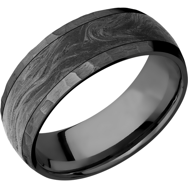 Black Zirconium Men's Ring with Carbon Fiber All Rings Men's Wedding Band