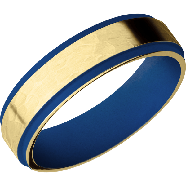 14K Yellow Gold Men's Ring with Cerakote Narrow Rings Men's Wedding Band